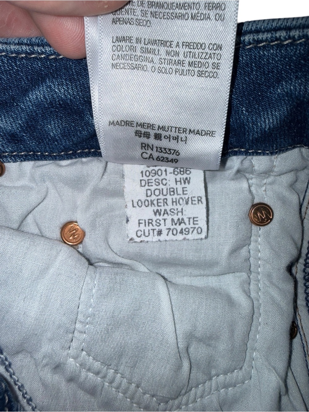 MOTHER Denim The High Waisted Double Looker Hover Jeans – First Mate – Size 26 - Picture 7 of 8
